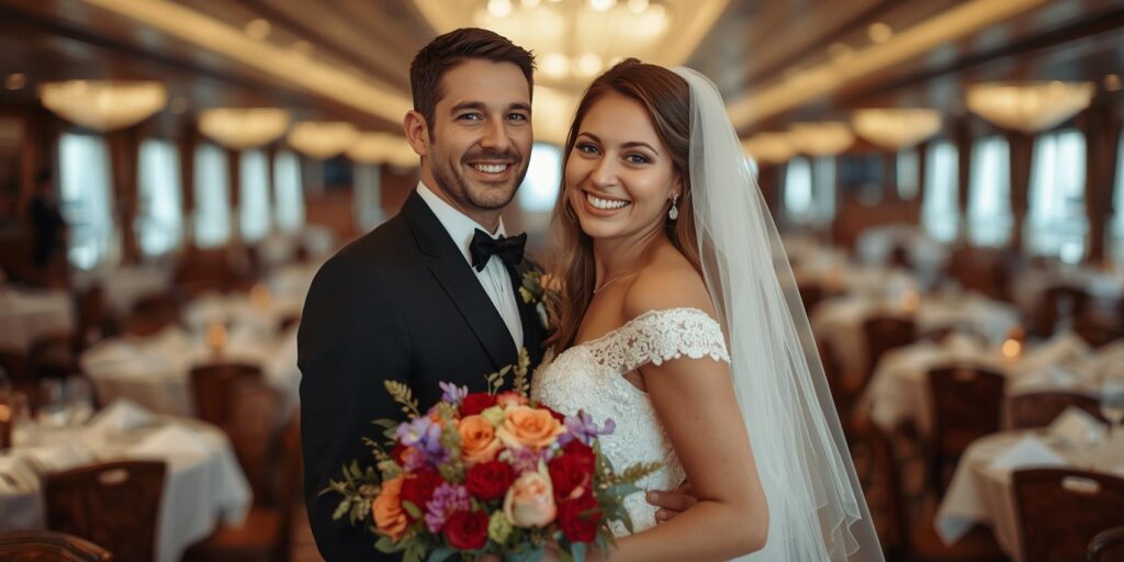 A couple getting married on a cruise ship wedding